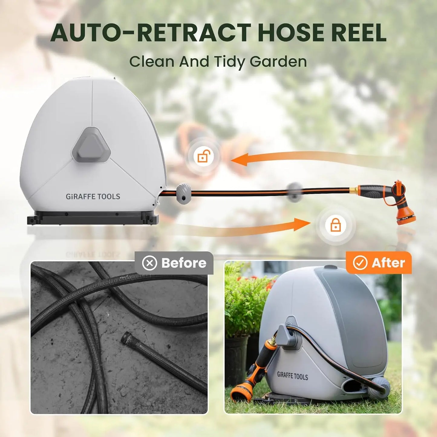 Retractable Hose Reel 1/2 Inch x 82FT