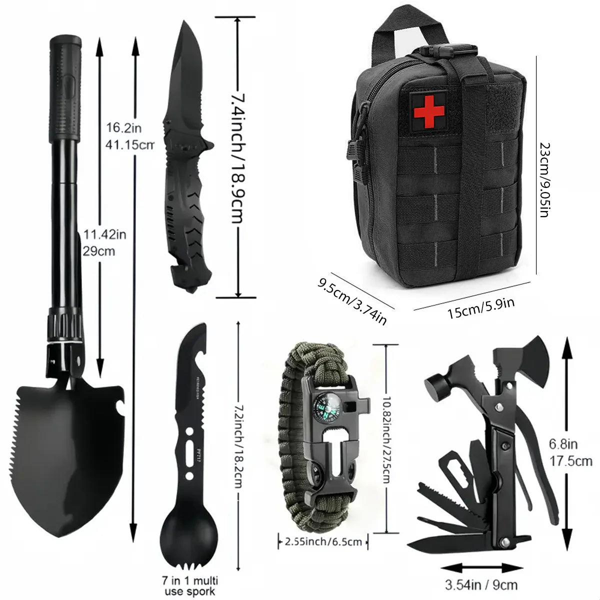 Survival Multi-Tool Shovel Kit