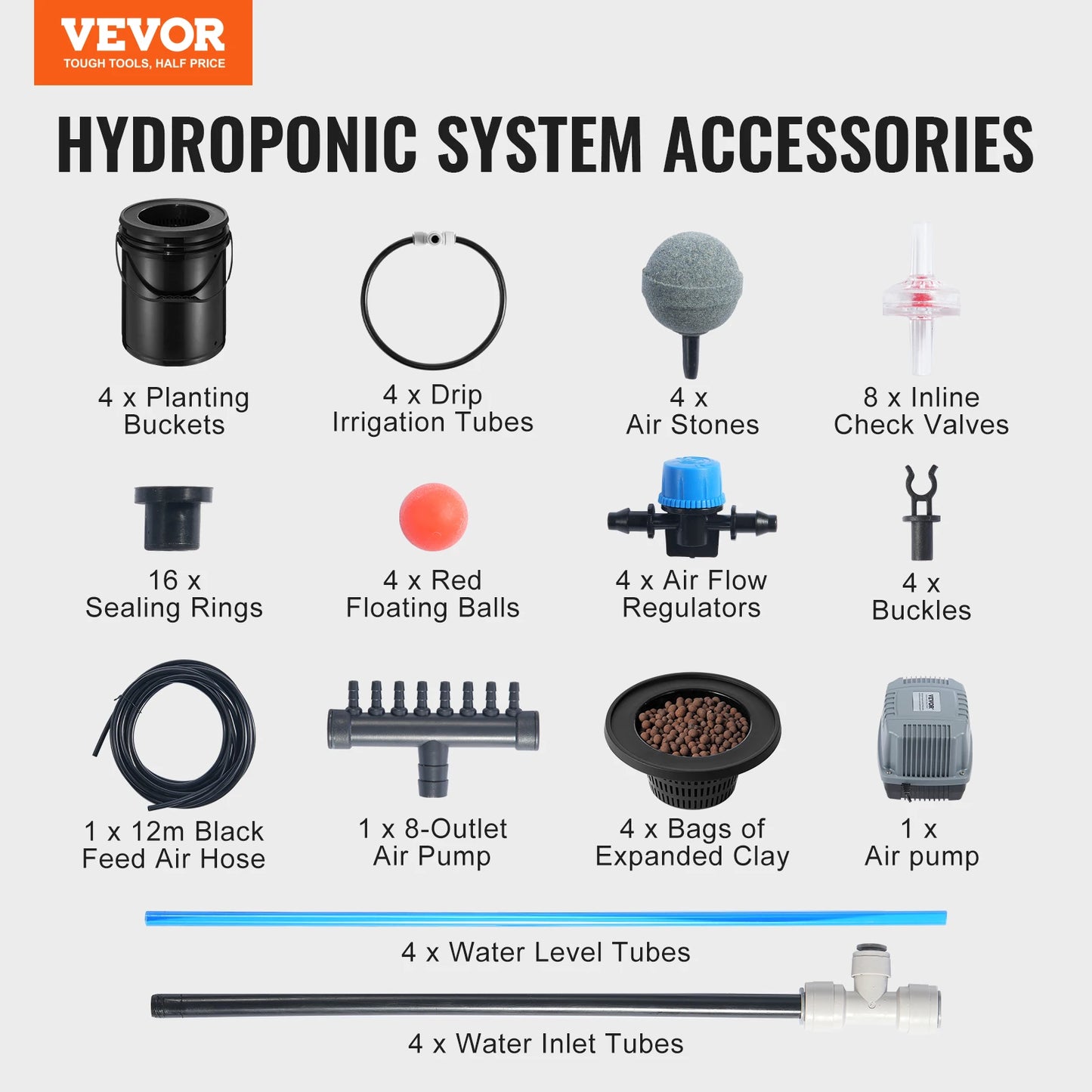 Hydroponic Growing System with Top Drip Kit Deep Water Culture 5-Gallon Buckets with Air Pump