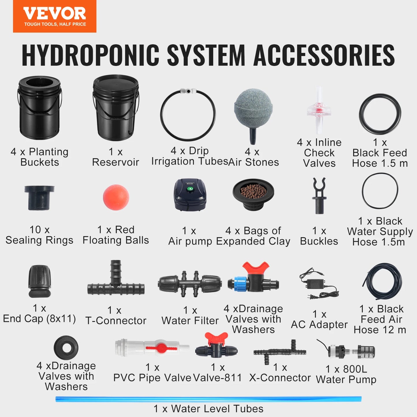 Hydroponic Growing System with Top Drip Kit Deep Water Culture 5-Gallon Buckets with Air Pump
