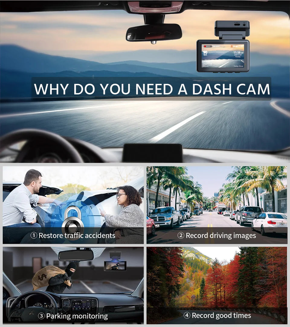 4K Dash Cam Car WIFI GPS 4K Front And 1080P Rear