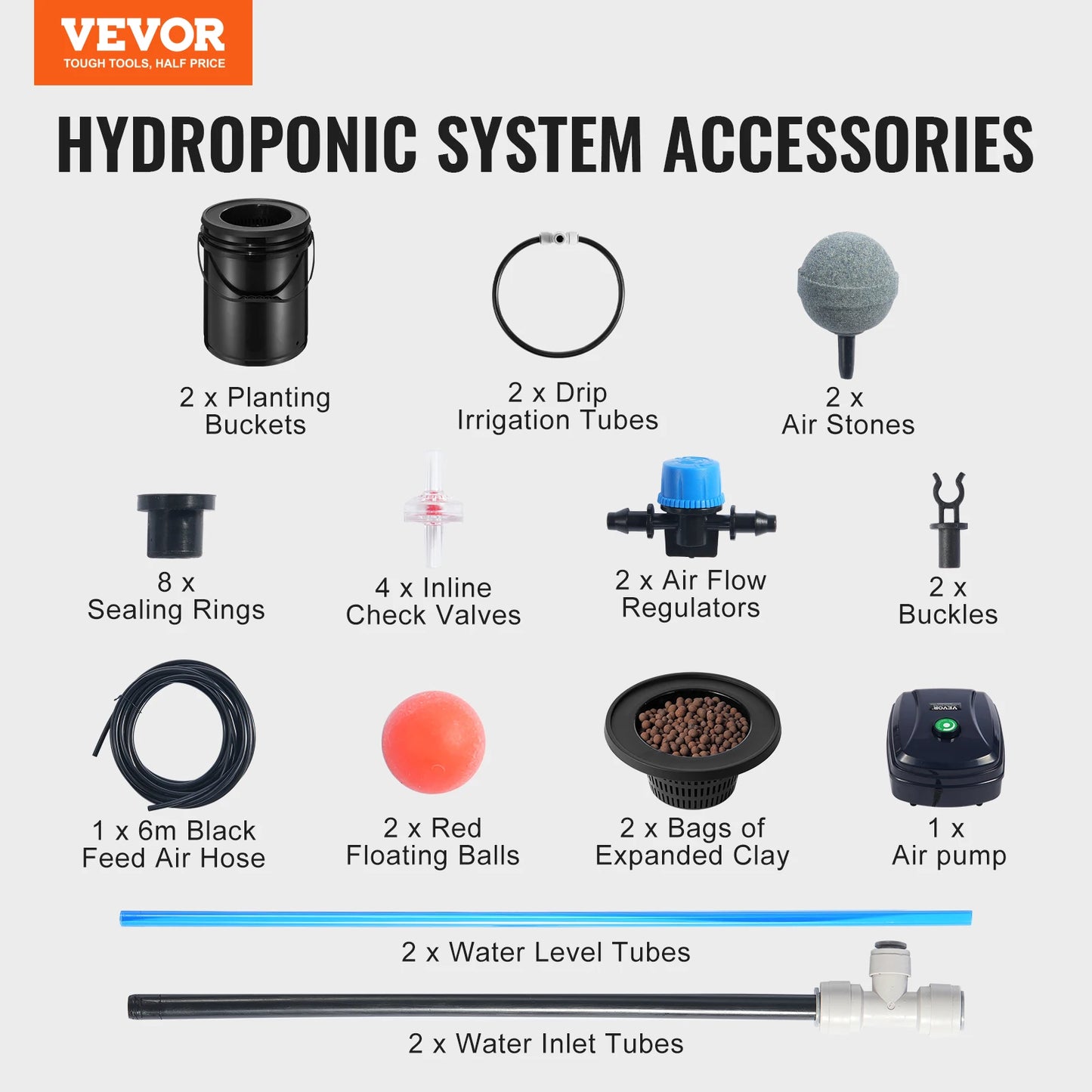 Hydroponic Growing System with Top Drip Kit Deep Water Culture 5-Gallon Buckets with Air Pump