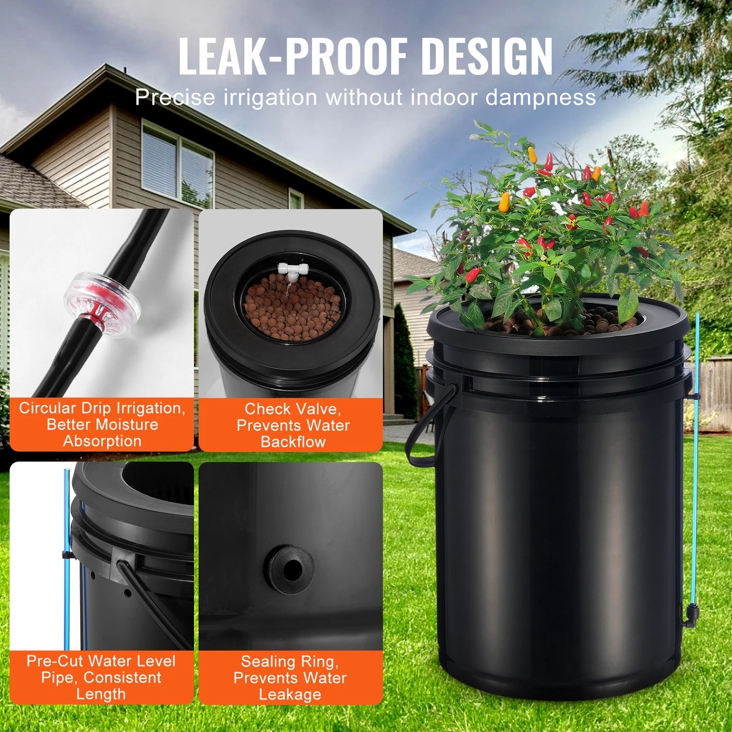 Hydroponic Growing System with Top Drip Kit Deep Water Culture 5-Gallon Buckets with Air Pump