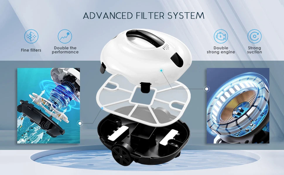 Cordless Pool Cleaner with 120 Mins Runtime, Auto-Parking, 2.5h Fast Charging