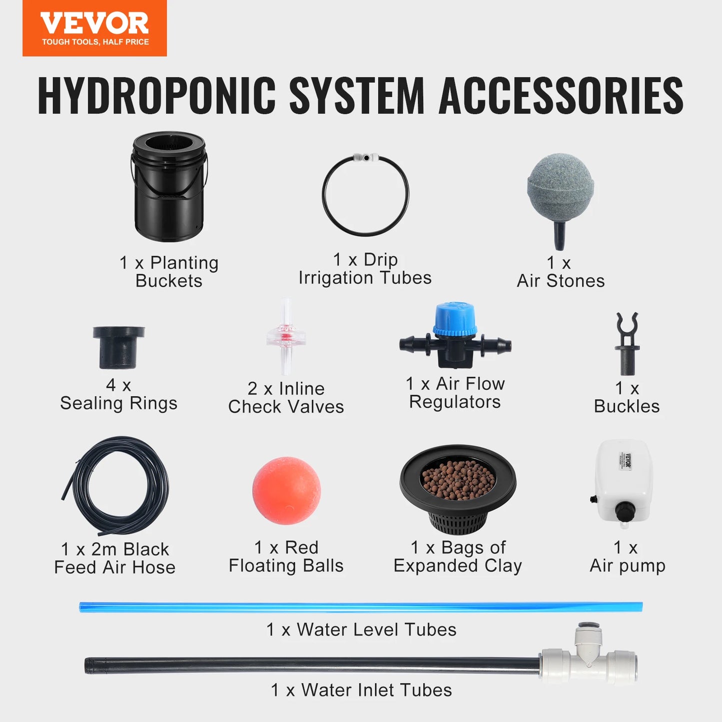 Hydroponic Growing System with Top Drip Kit Deep Water Culture 5-Gallon Buckets with Air Pump