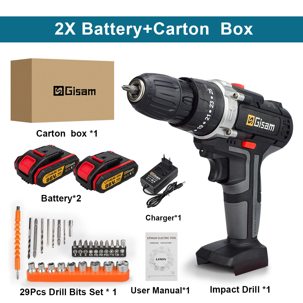 21V Cordless Impact Drill Electric