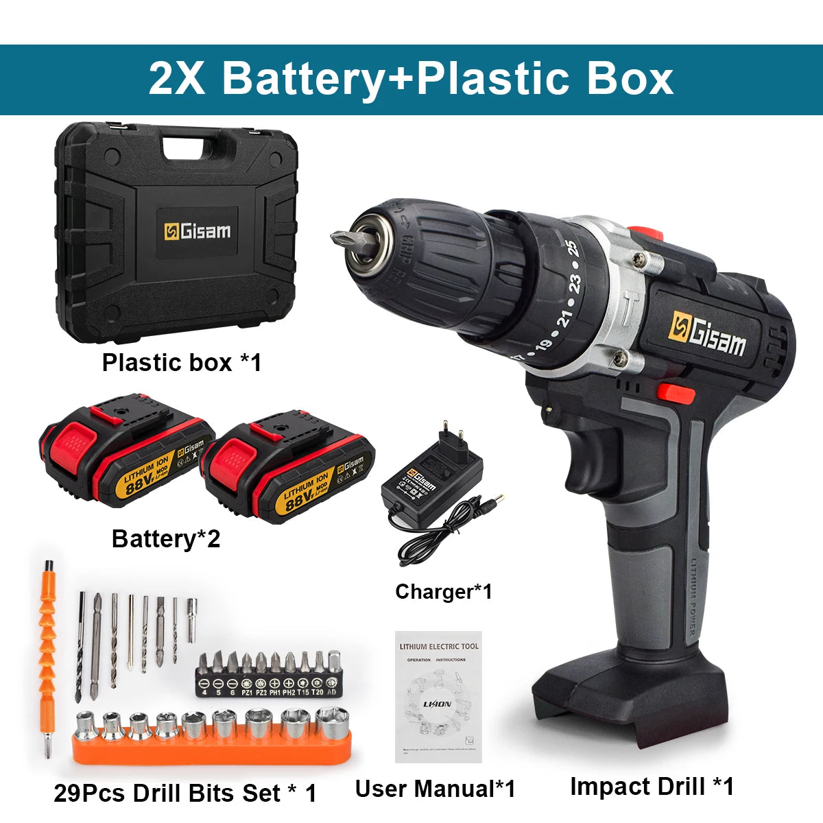 21V Cordless Impact Drill Electric