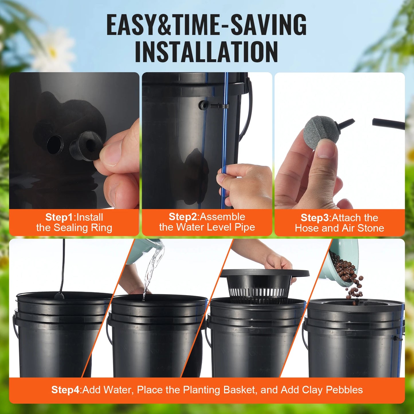 Hydroponic Growing System with Top Drip Kit Deep Water Culture 5-Gallon Buckets with Air Pump