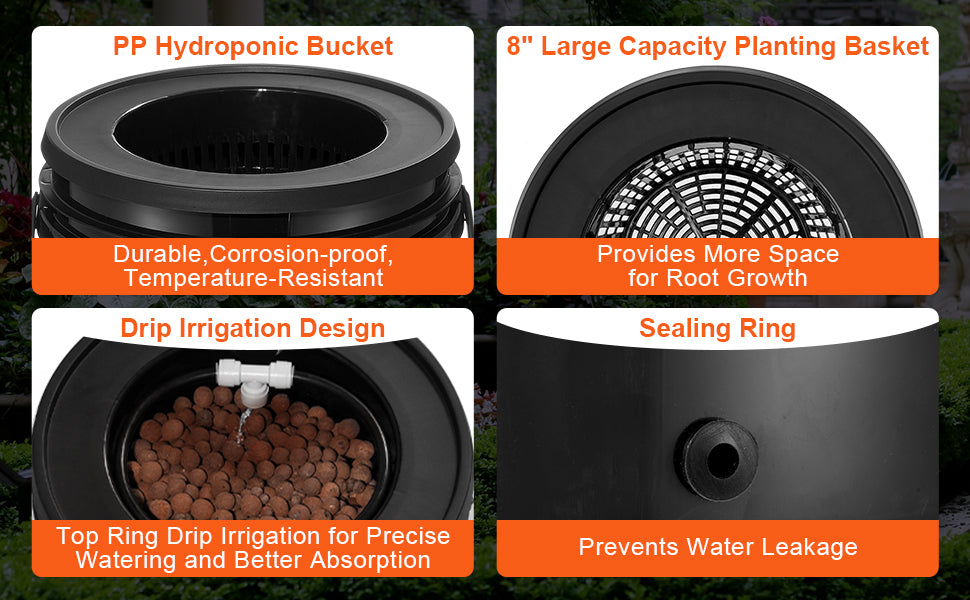 Hydroponic Growing System with Top Drip Kit Deep Water Culture 5-Gallon Buckets with Air Pump