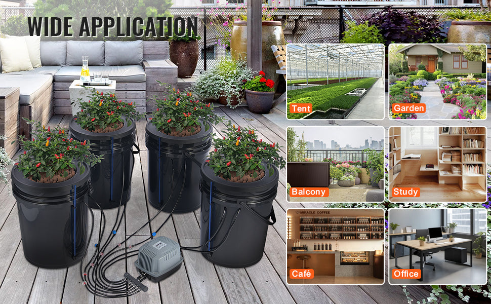 Hydroponic Growing System with Top Drip Kit Deep Water Culture 5-Gallon Buckets with Air Pump