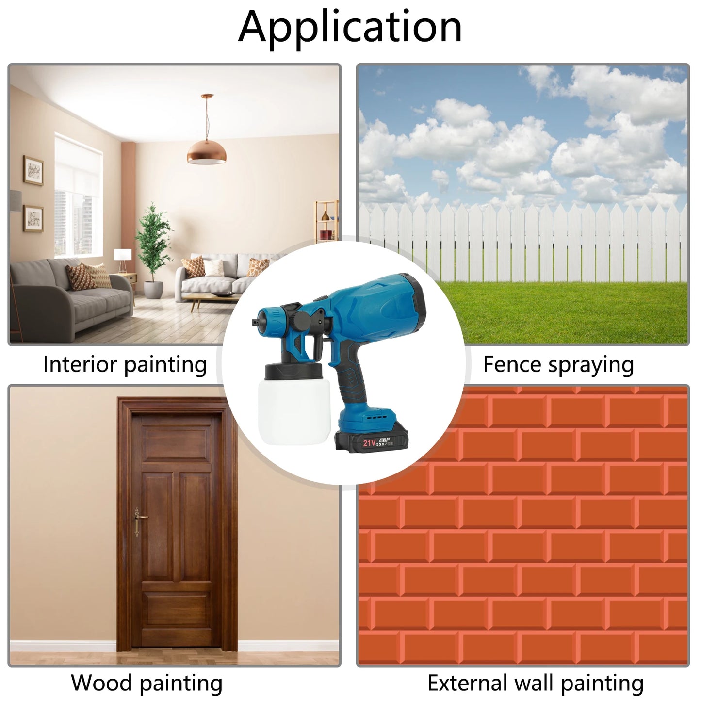 High-pressure Cordless Paint Sprayer with 2 Batteries