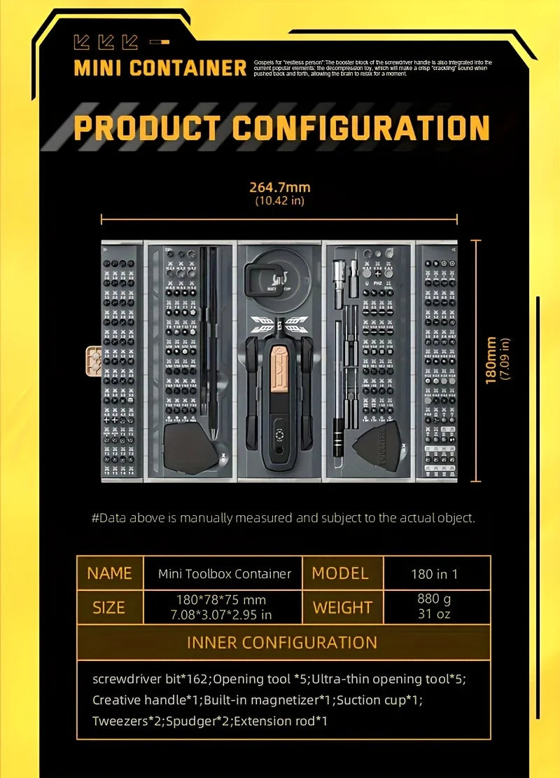 180 in 1 Precision Multifunctional Screwdriver Set