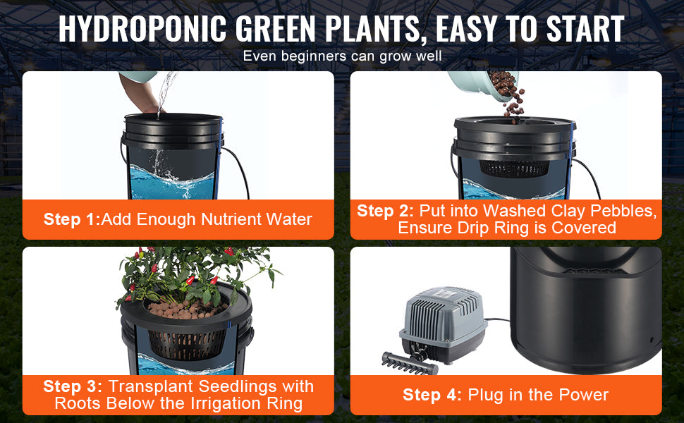 Hydroponic Growing System with Top Drip Kit Deep Water Culture 5-Gallon Buckets with Air Pump